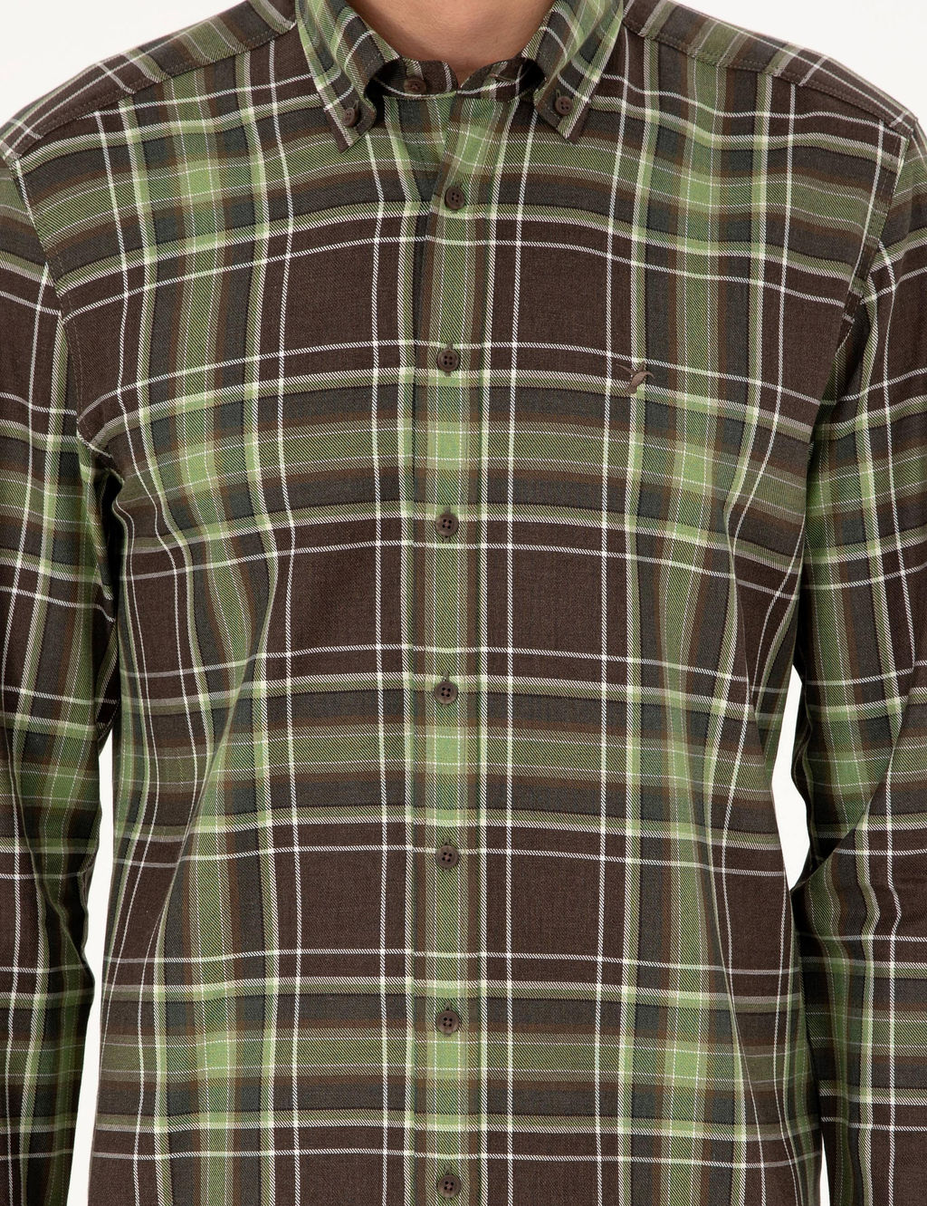 Светло-зеленая рубашка обычного кроя в шотландскую клетку - Cacharel фото 6