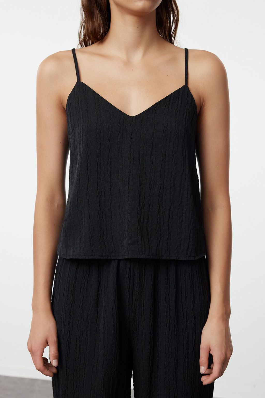 Trendyolmilla Siyah Baglama Detayl? Ip Ask?l? Dokuma Pijama Tak?m? THMSS24PT00402 фото 11