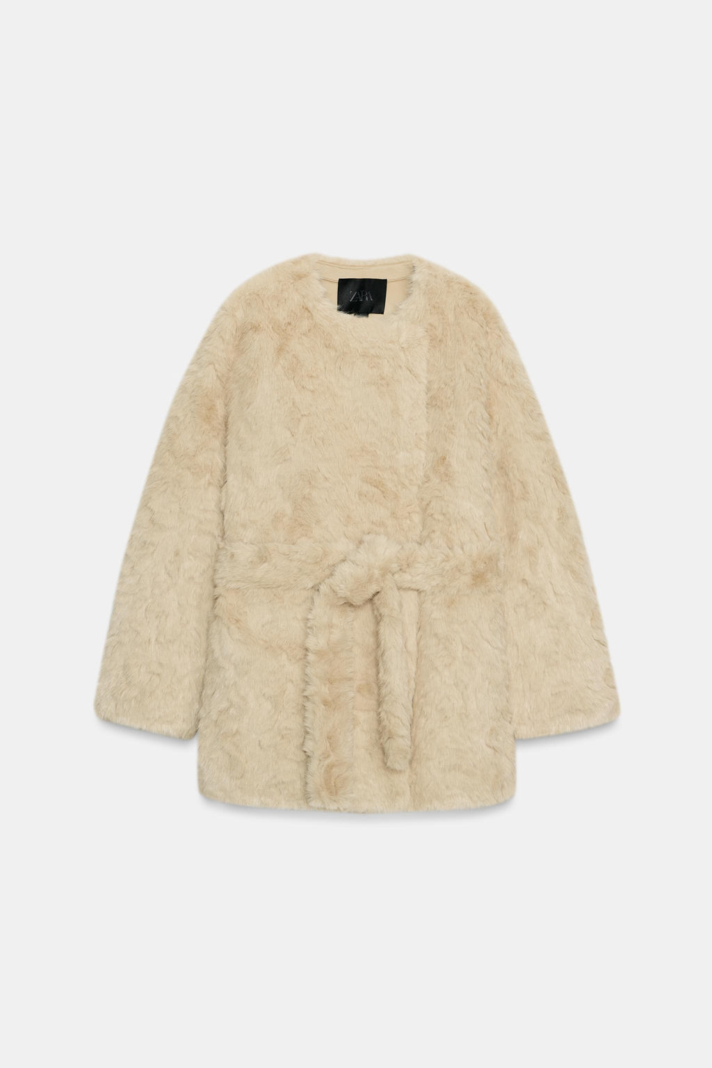 ZW COLLECTION FAUX FUR BELTED JACKET - Zara фото 9