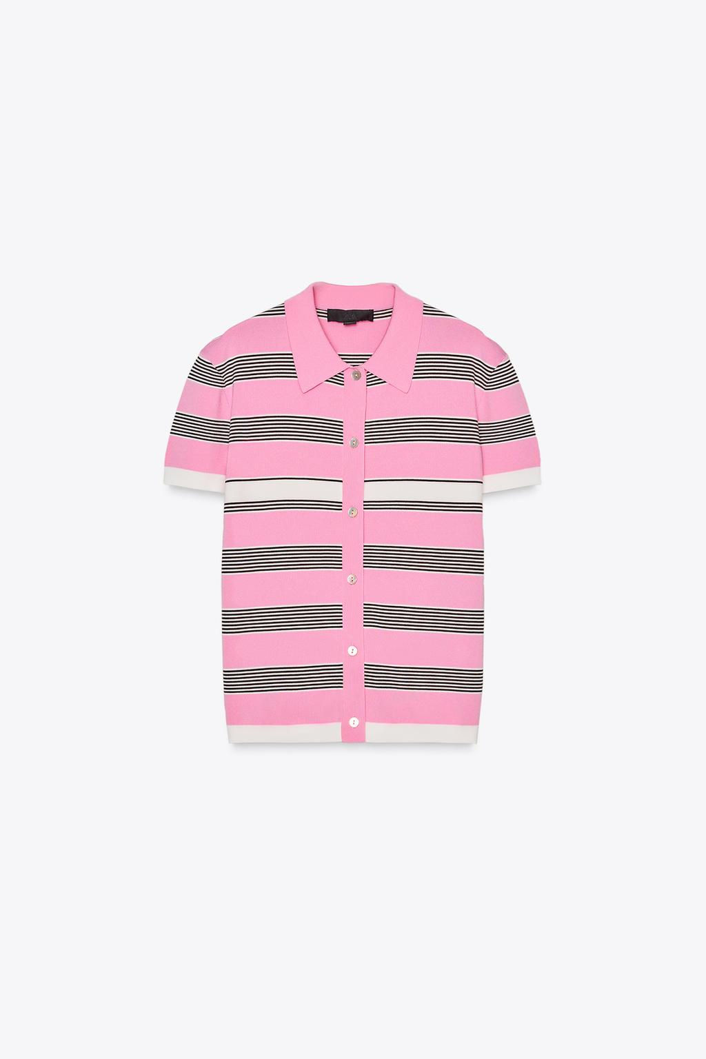 STRIPED KNIT POLO TOP - Zara фото 5