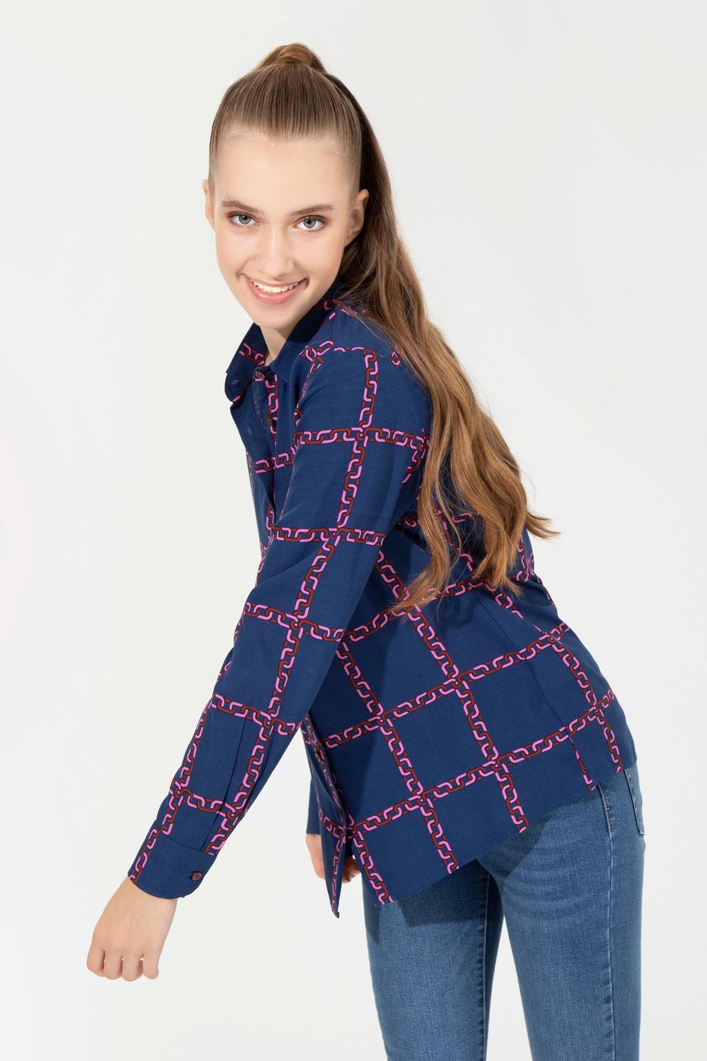 Женская рубашка вишневого цвета с длинным рукавом - U.s. polo assn фото 3