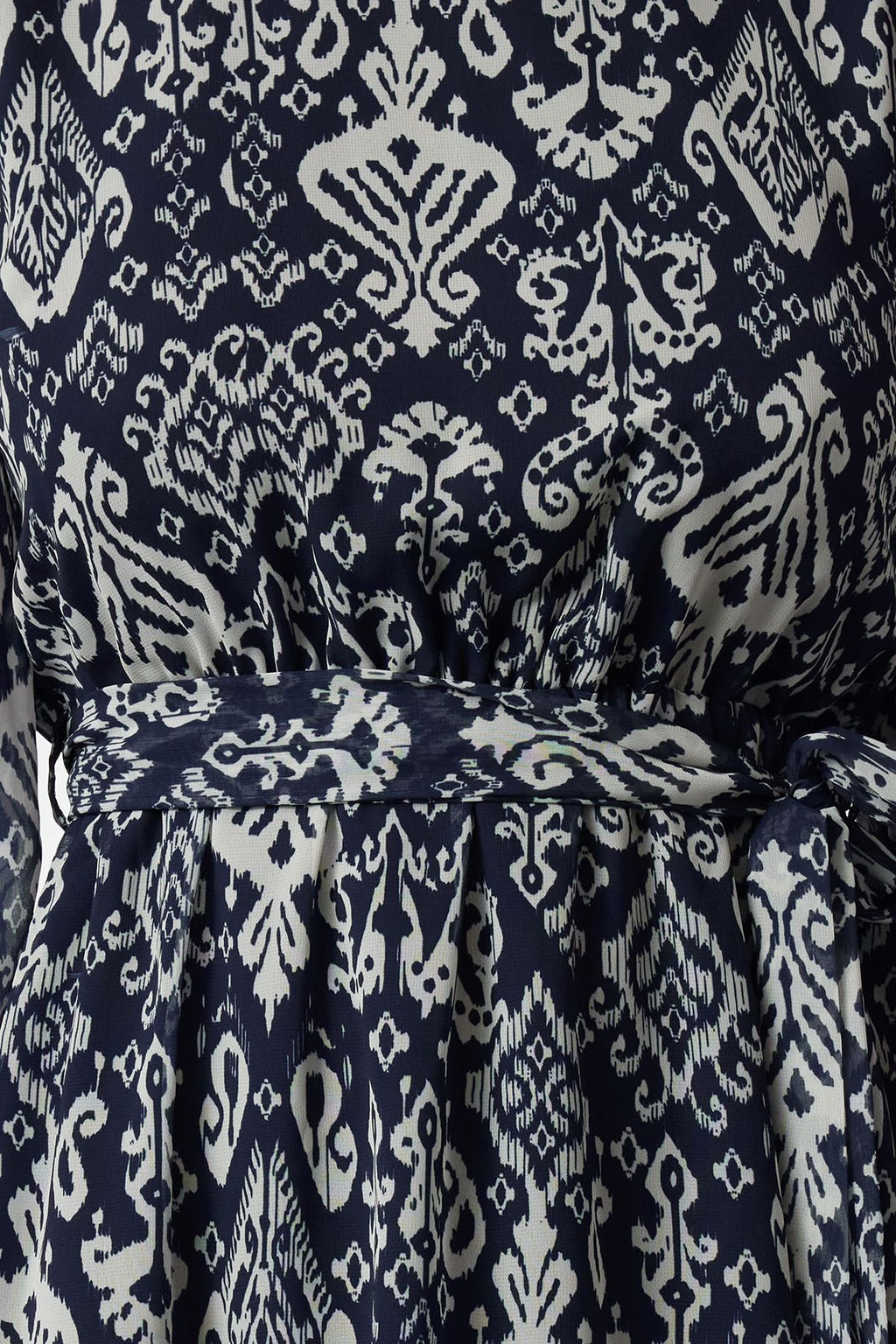 Lacivert Kusakl? Etegi Volanl? Boho Astarl? Sifon Mini Dokuma K?sl?k Elbise TWOAW24EL00665