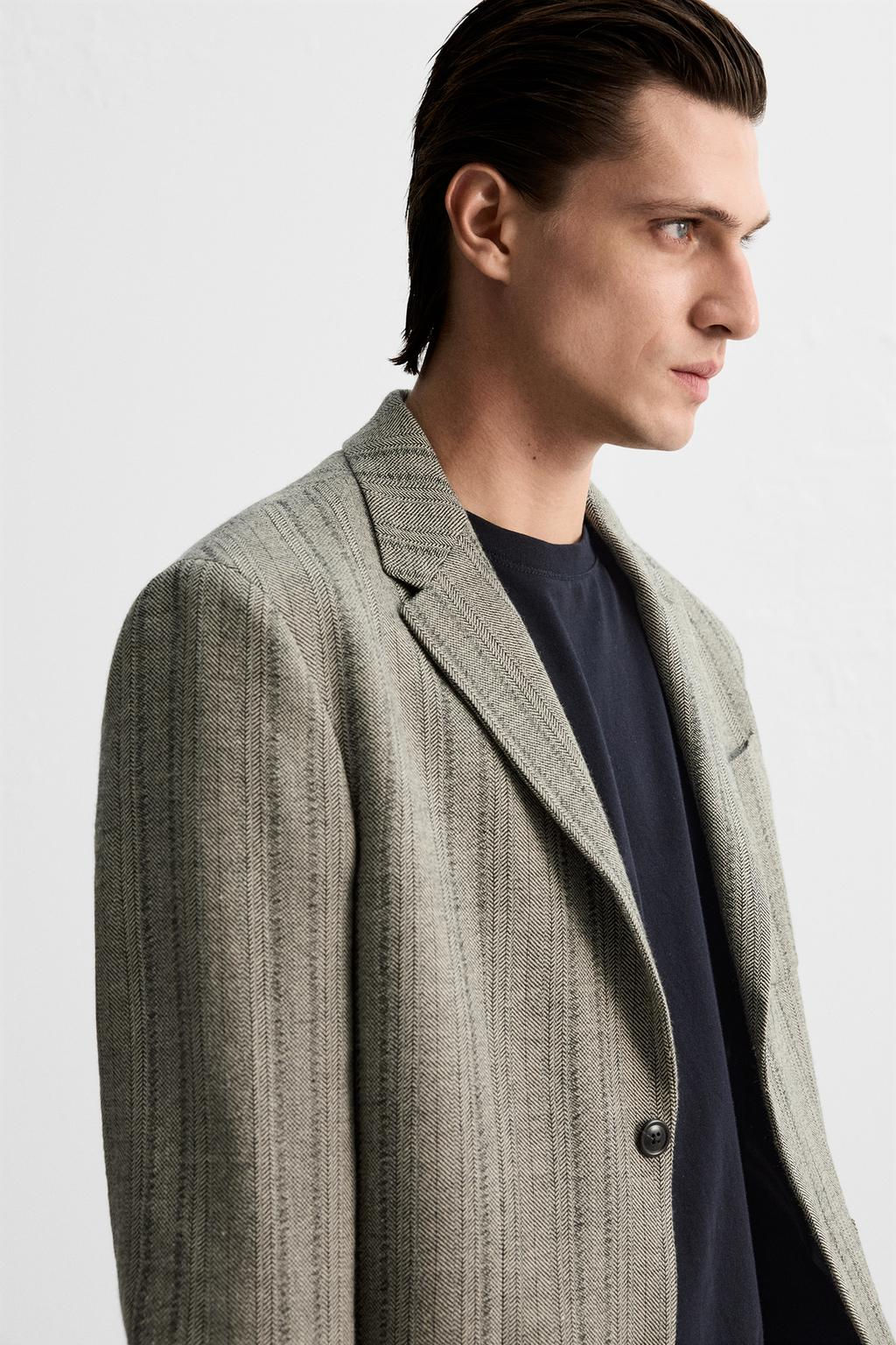 HERRINGBONE COTTON - WOOL BLAZER - Zara фото 6