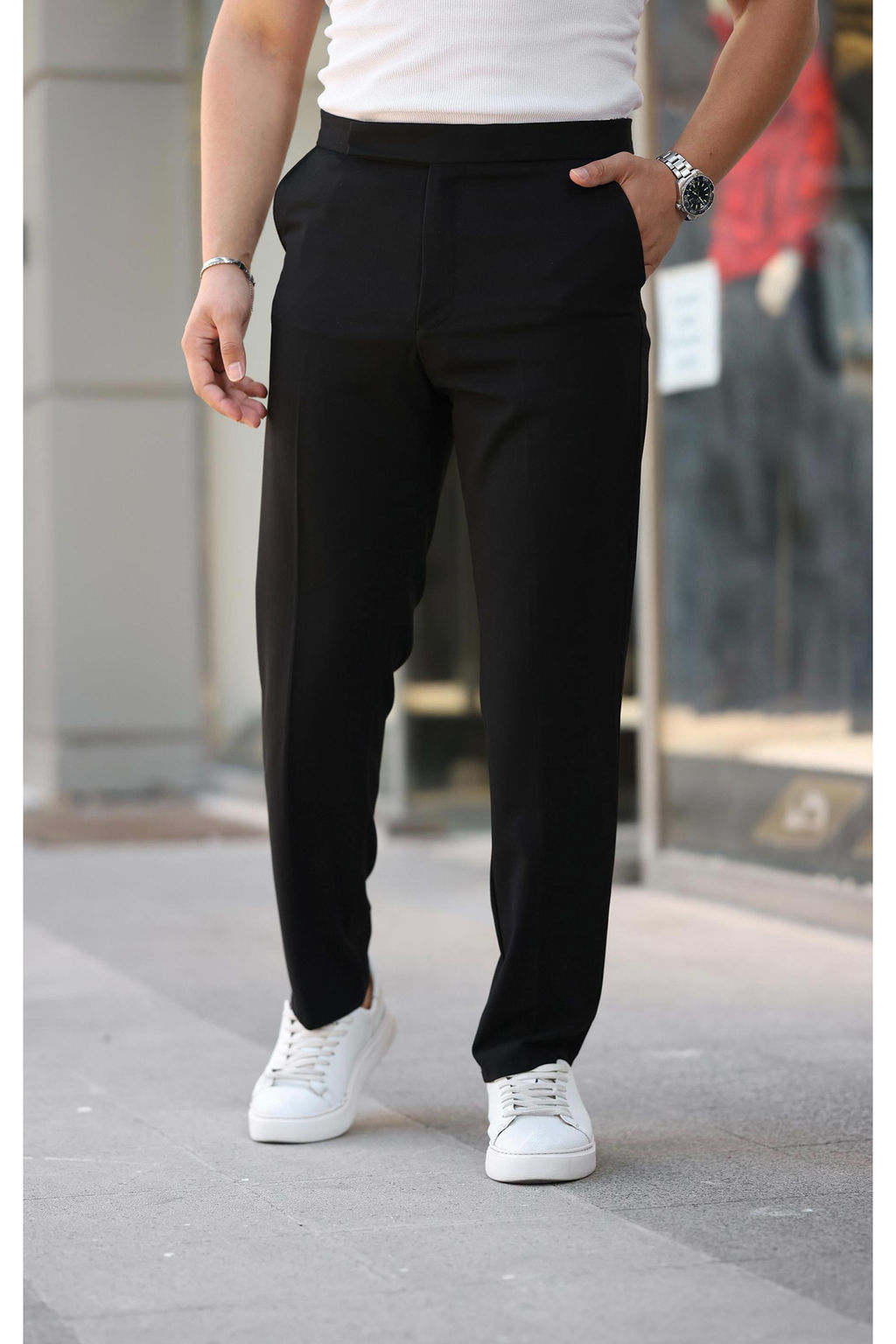 Siyah Erkek Yeni Italyan Kesim Kumas Pantolon TMNAW26PL00016