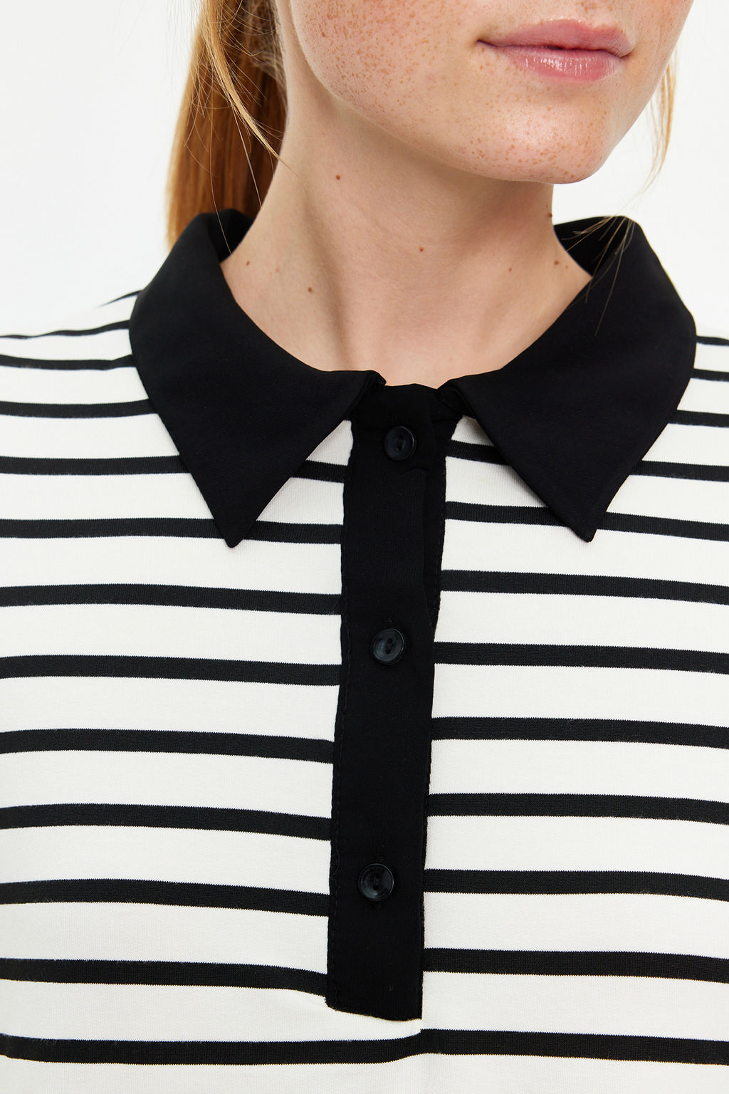 Kahverengi Beyaz Cizgili Polo Yaka A Kesim/Can Form Orme Elbise TWOSS24EL00023 - Trendyolmilla фото 13