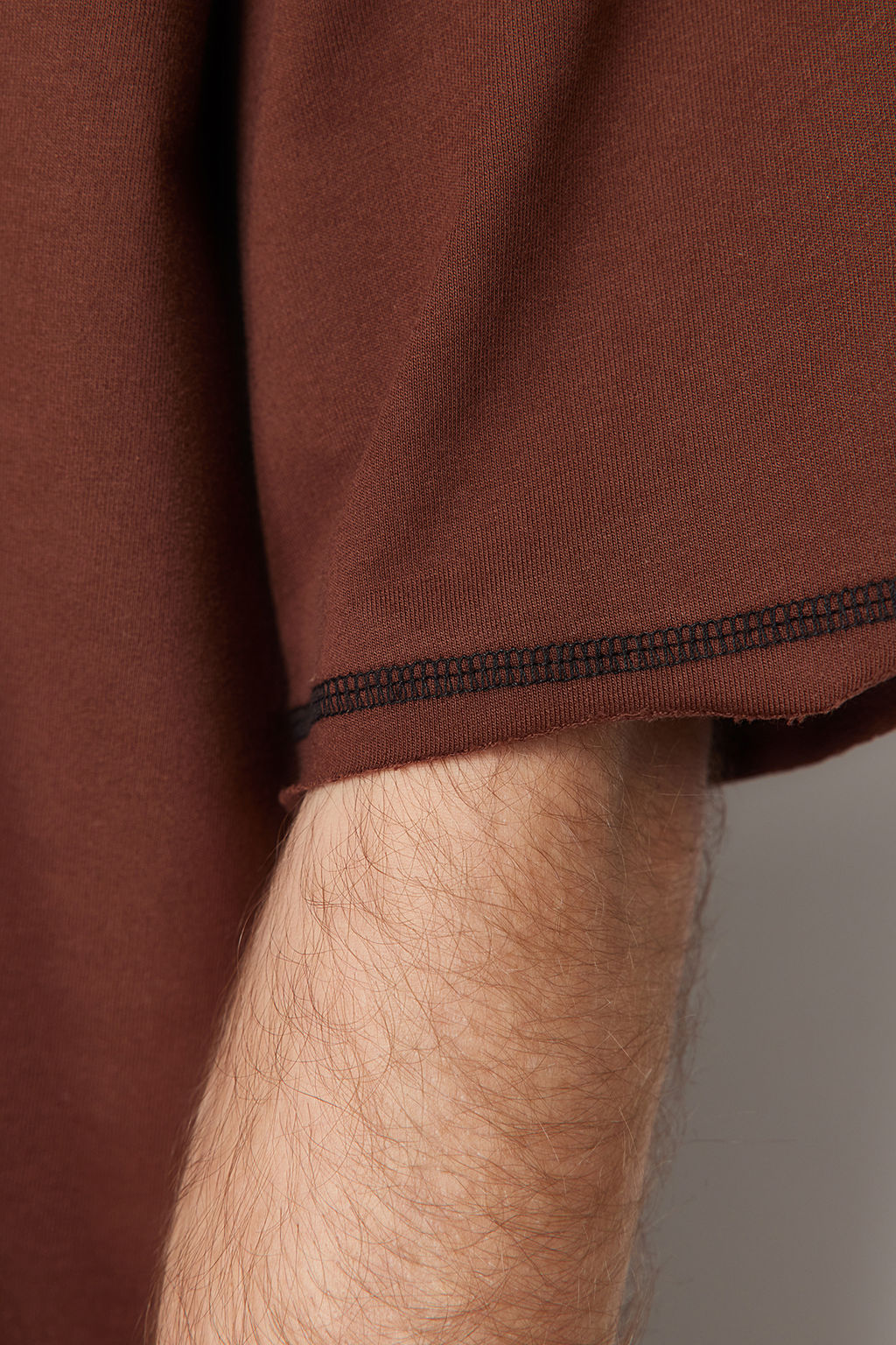 Kahverengi Oversize Dikis Detayl? %100 Pamuklu T-Shirt TMNSS24TS00094