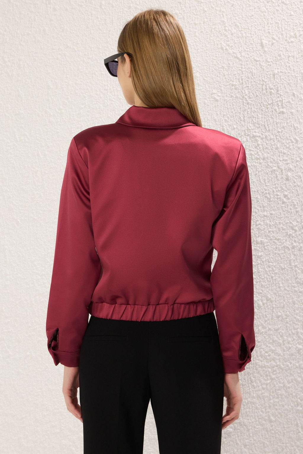 TRENDYOLMILLA Bordo Regular Saten Bomber Ince Ceket Mont TWOSS25MO00021  фото 4