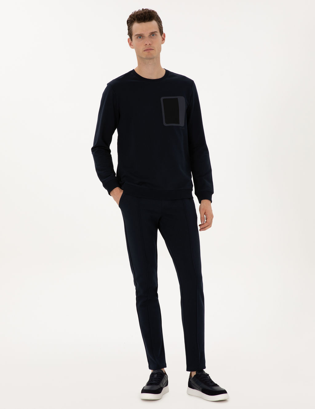 Lacivert Slim Fit Nerv_rl_ D_z Pa_a E_ofman Alt_