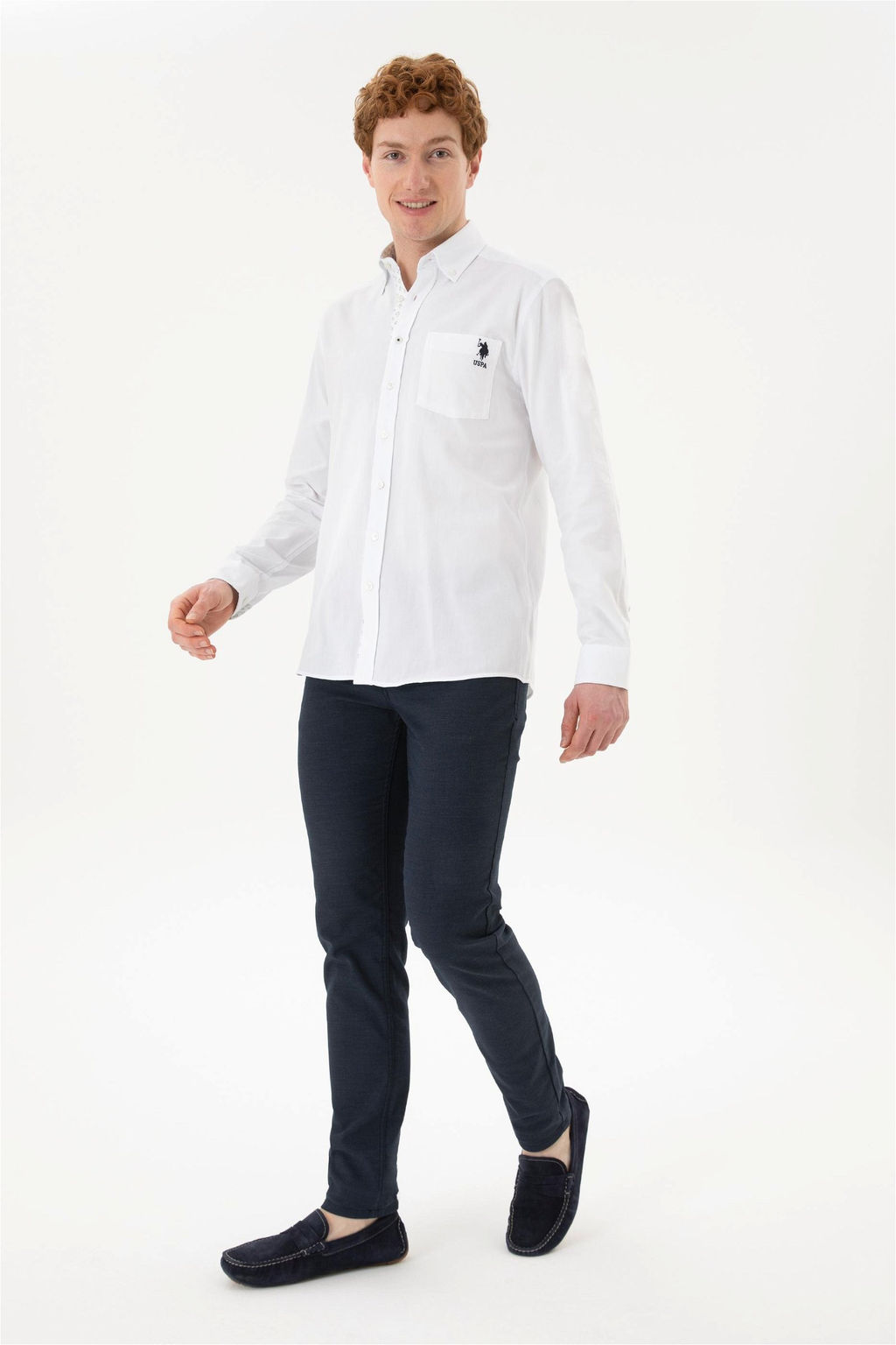 U. S. Polo Assn / Мужская белая рубашка с длинным рукавом - U.s. polo assn фото 4