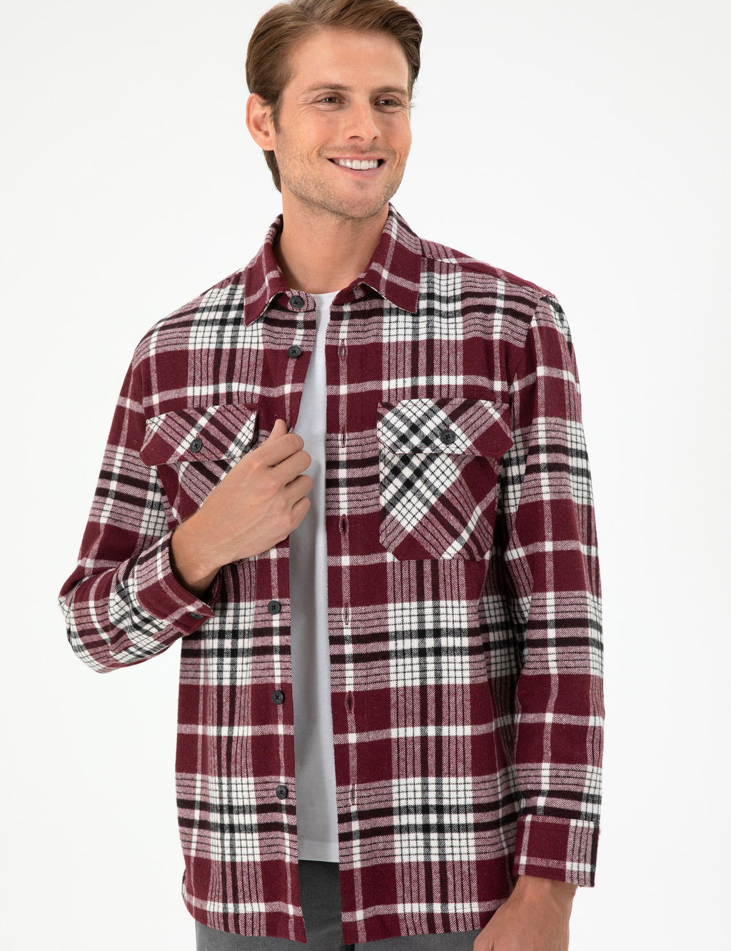 Рубашка oversize бордовая длинный рукав