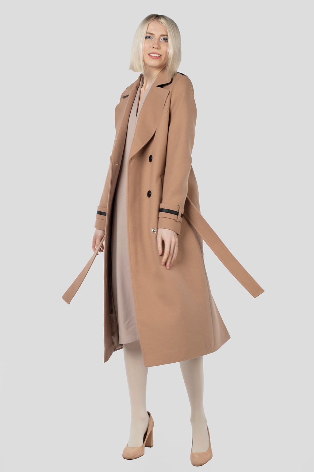 01-11710 Пальто женское демисезонное (пояс) - El podio фото 2