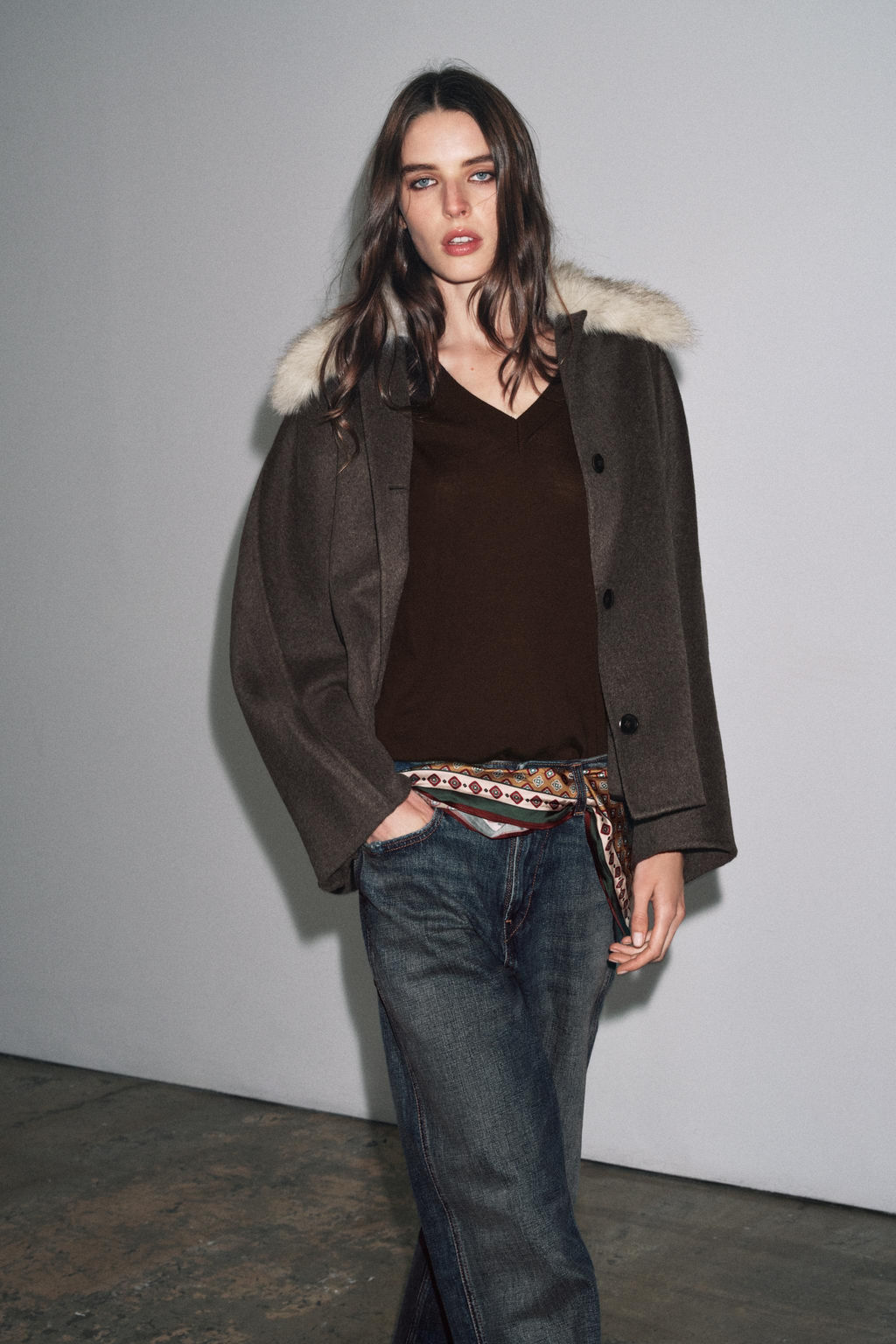 WOOL JACKET WITH FAUX FUR COLLAR ZW COLLECTION - Zara фото 4