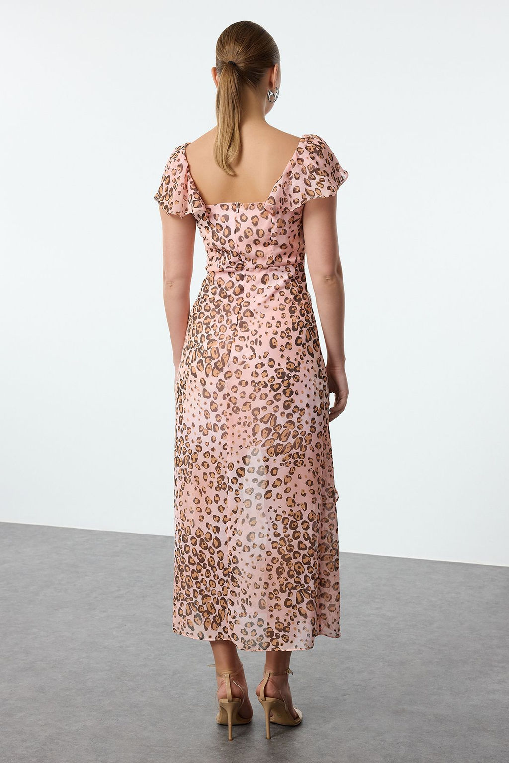 Pembe Cicekli F?rf?rl? Sifon Astarl? Maxi Dokuma Elbise TWOSS24EL00149 - Trendyolmilla фото 12