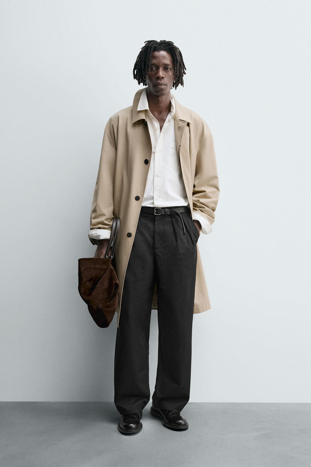 PLEATED WIDE-LEG TROUSERS