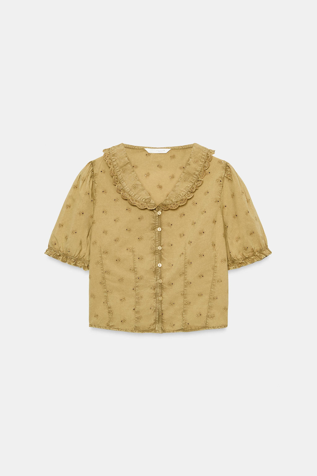 CAMISA CUELLO BOBO BORDADOS / Mostaza - Zara фото 2