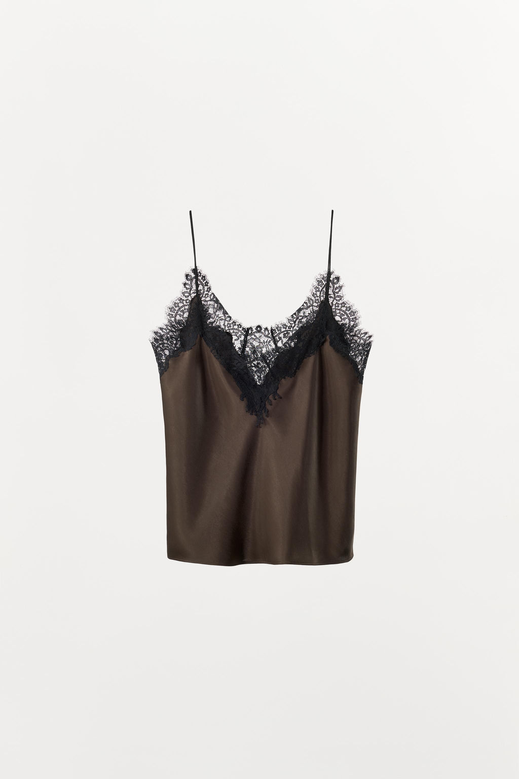 SATIN TOP WITH CONTRAST LACE