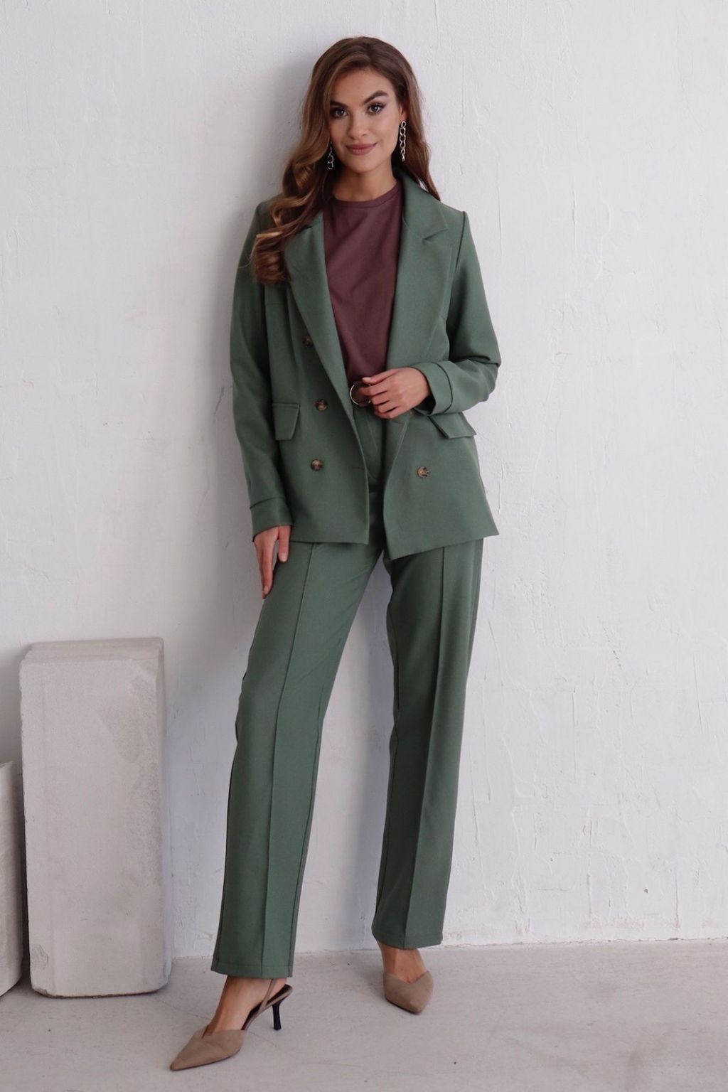 11722 Брюки со стрелками в приглушённом зелёном - Martichelli фото 10