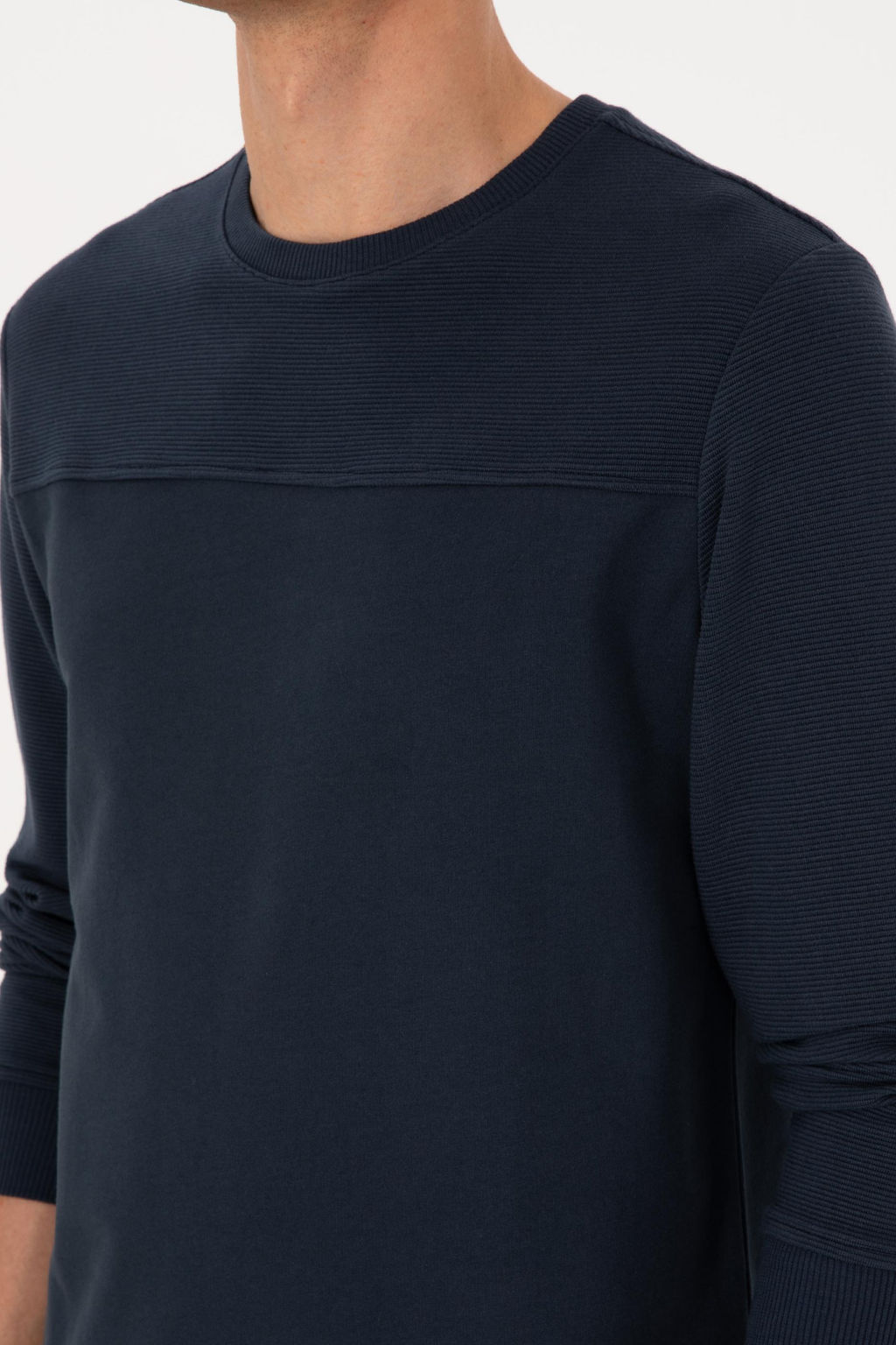 Erkek Bisiklet Yaka Regular Fit A__k Lacivert Sweatshirt - U.s. polo assn фото 7