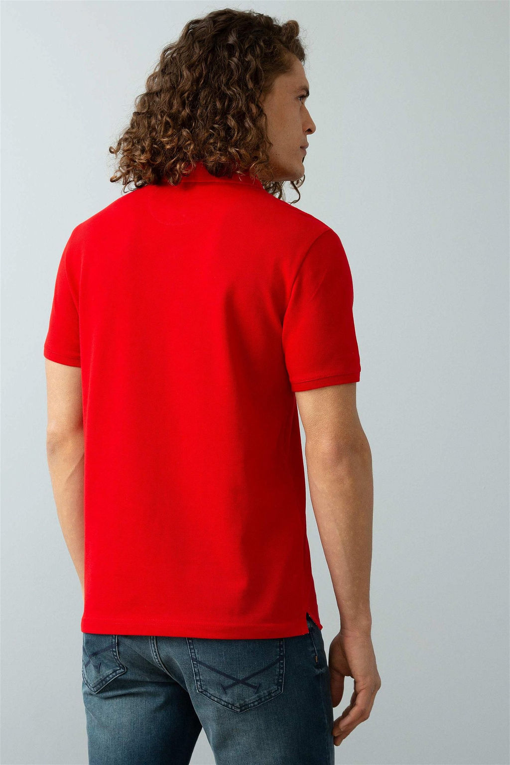 Мужская красная базовая футболка с воротником-поло - U.s. polo assn фото 4