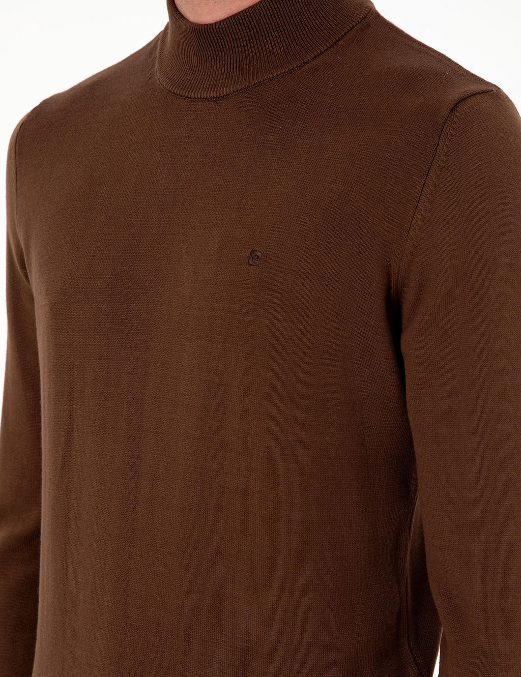 Koyu Kahverengi Slim Fit Yar_m Bal_k__ Yaka Basic Triko Kazak - Pierre cardin фото 7