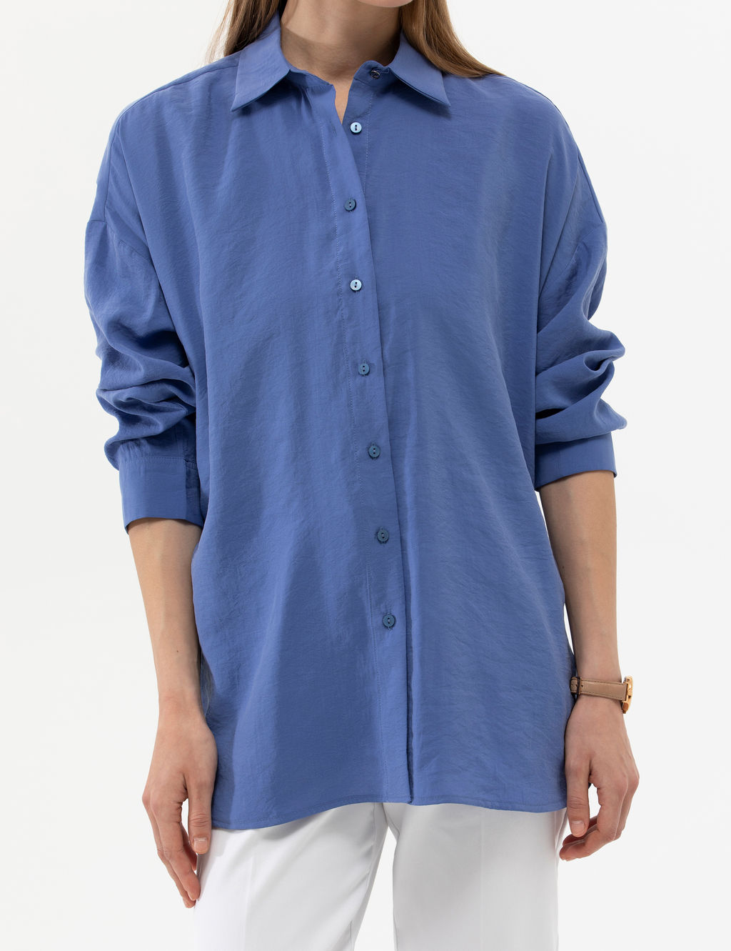 Koyu Mavi Oversize Uzun Kollu G_mlek