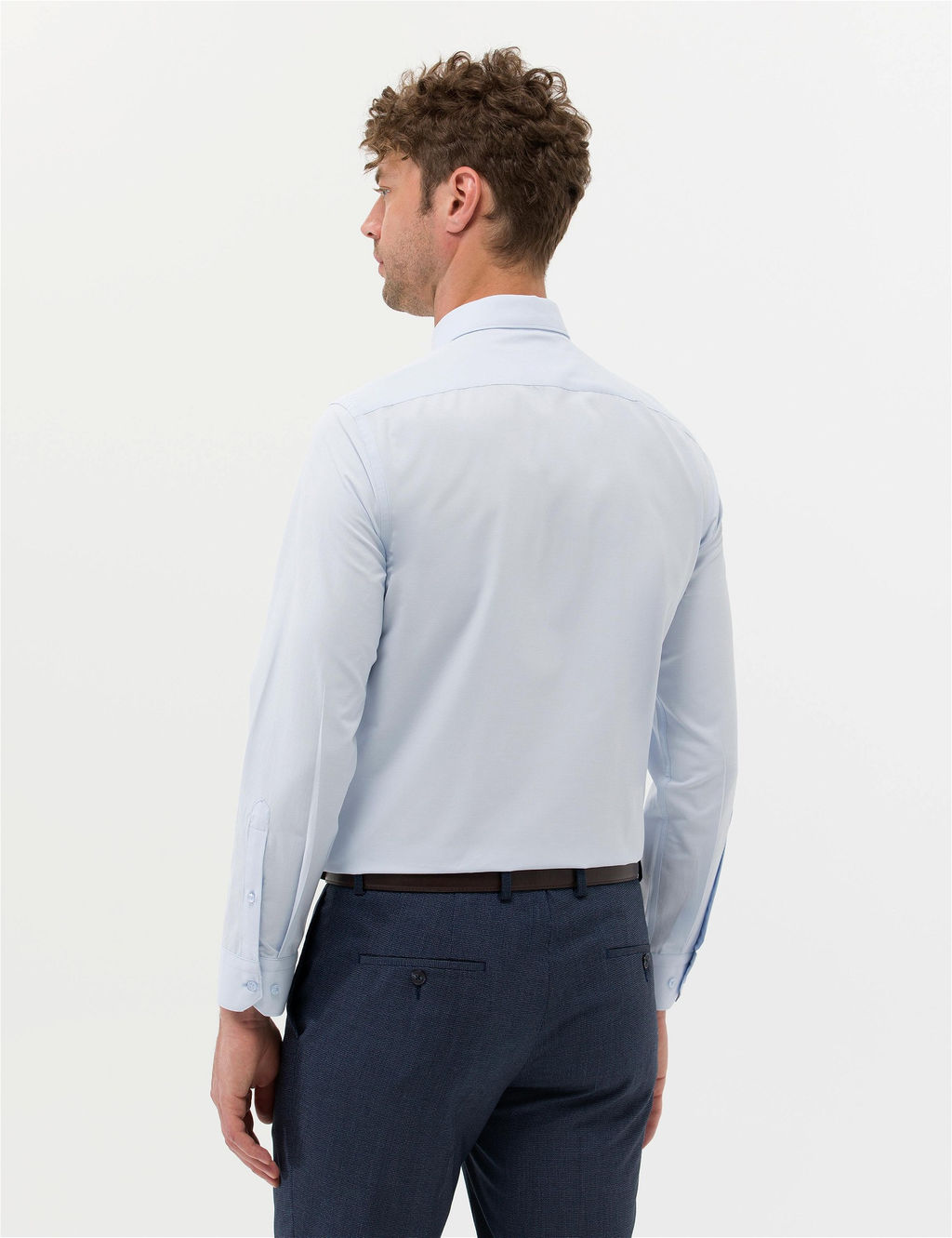 A__k Mavi Slim Fit Uzun Kollu Basic G_mlek