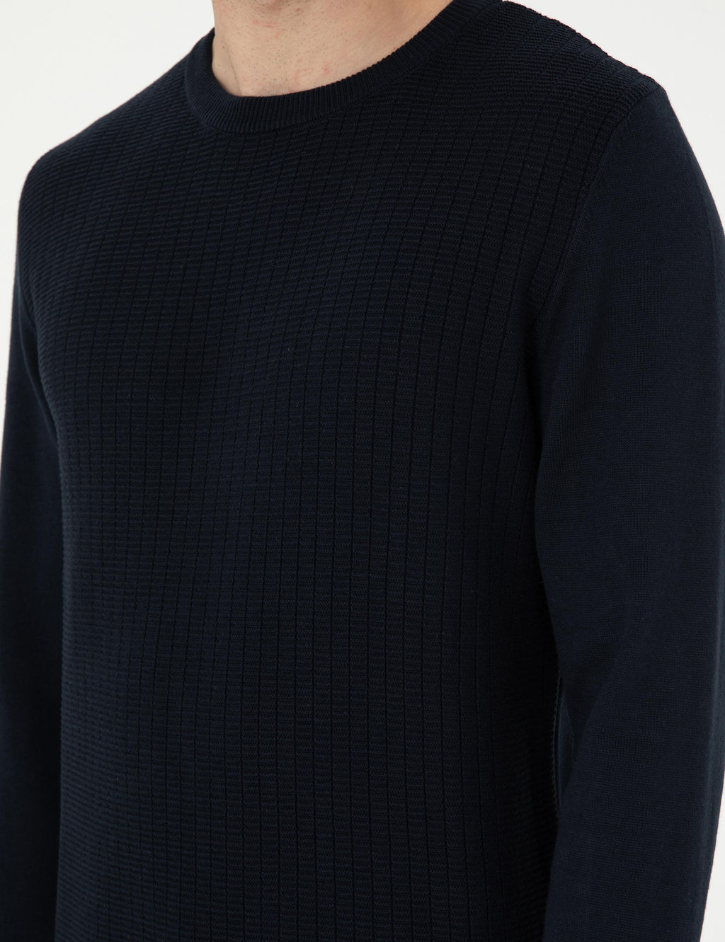Lacivert Regular Fit Bisiklet Yaka Y_n Kar___ml_ Triko Kazak - Pierre cardin фото 7