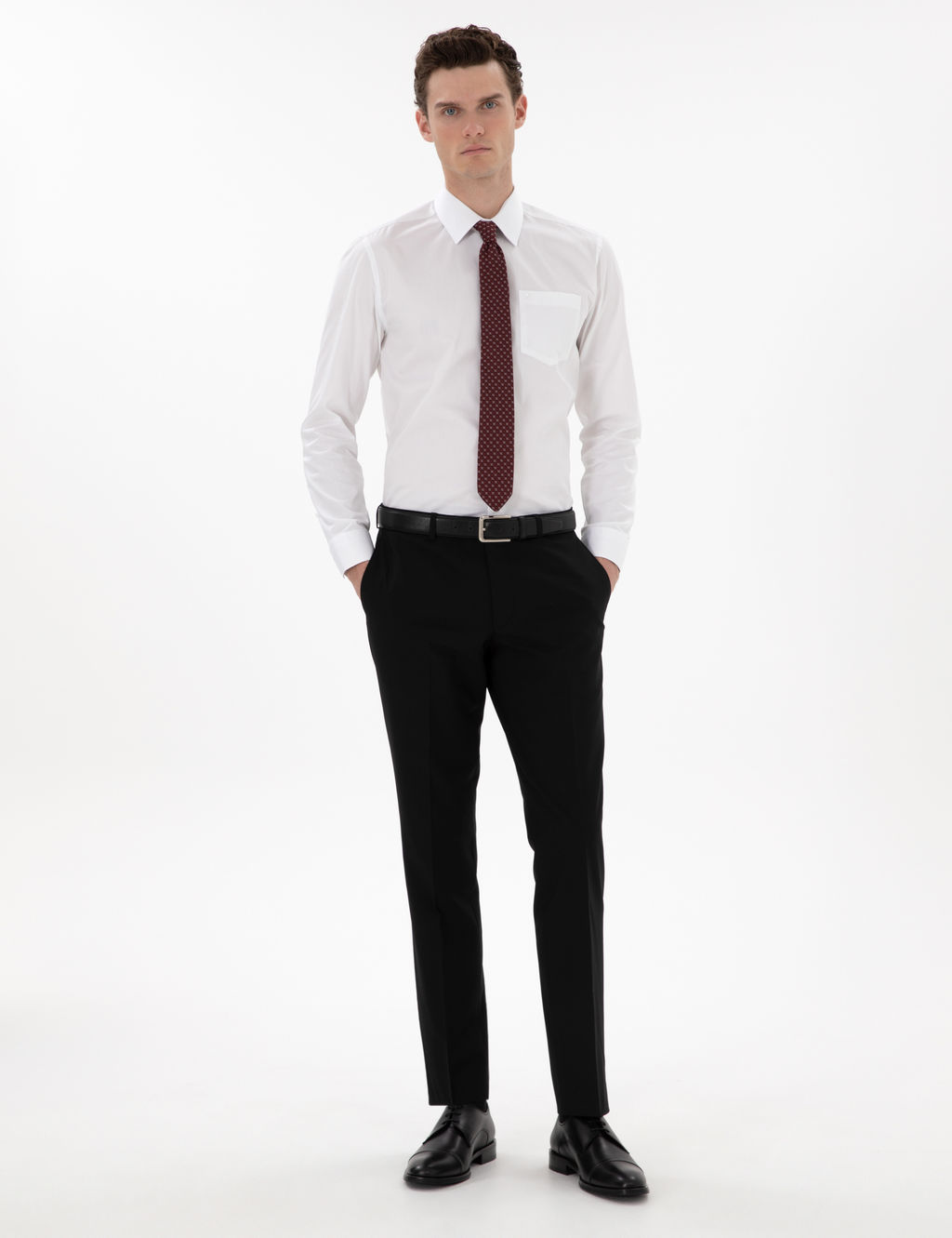 Beyaz %100 Pamuk Parlak Saten Regular Fit Uzun Kollu Basic G_mlek