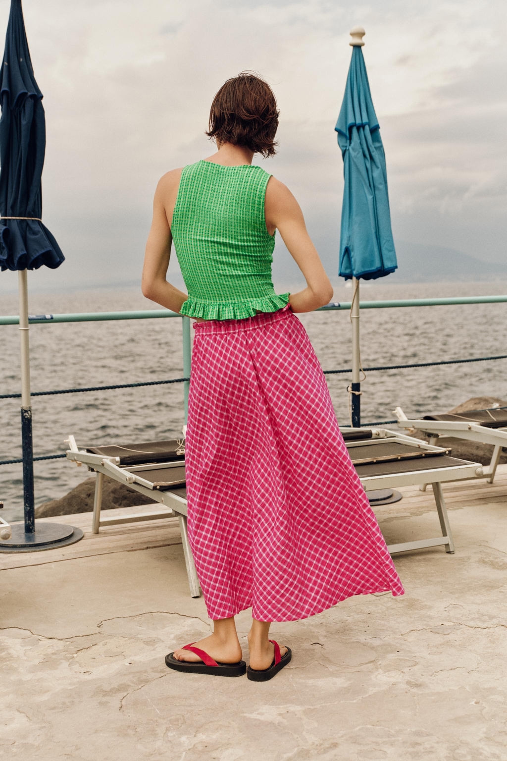 FALDA MIDI CUADROS / Fucsia - Zara фото 4