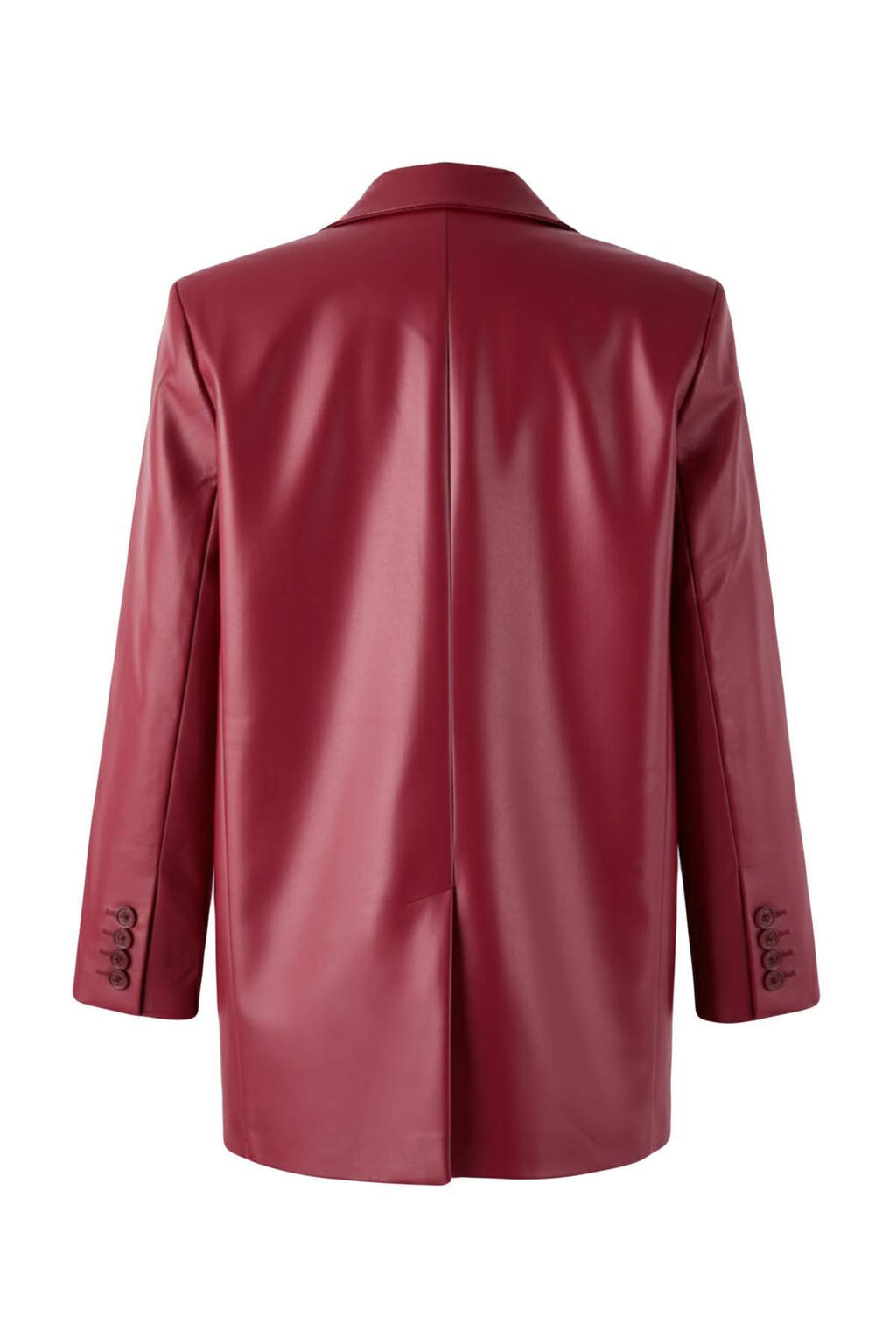 Koyu K?rm?z? Oversize Suni Deri Dokuma Blazer Ceket TWOSS23BC00049