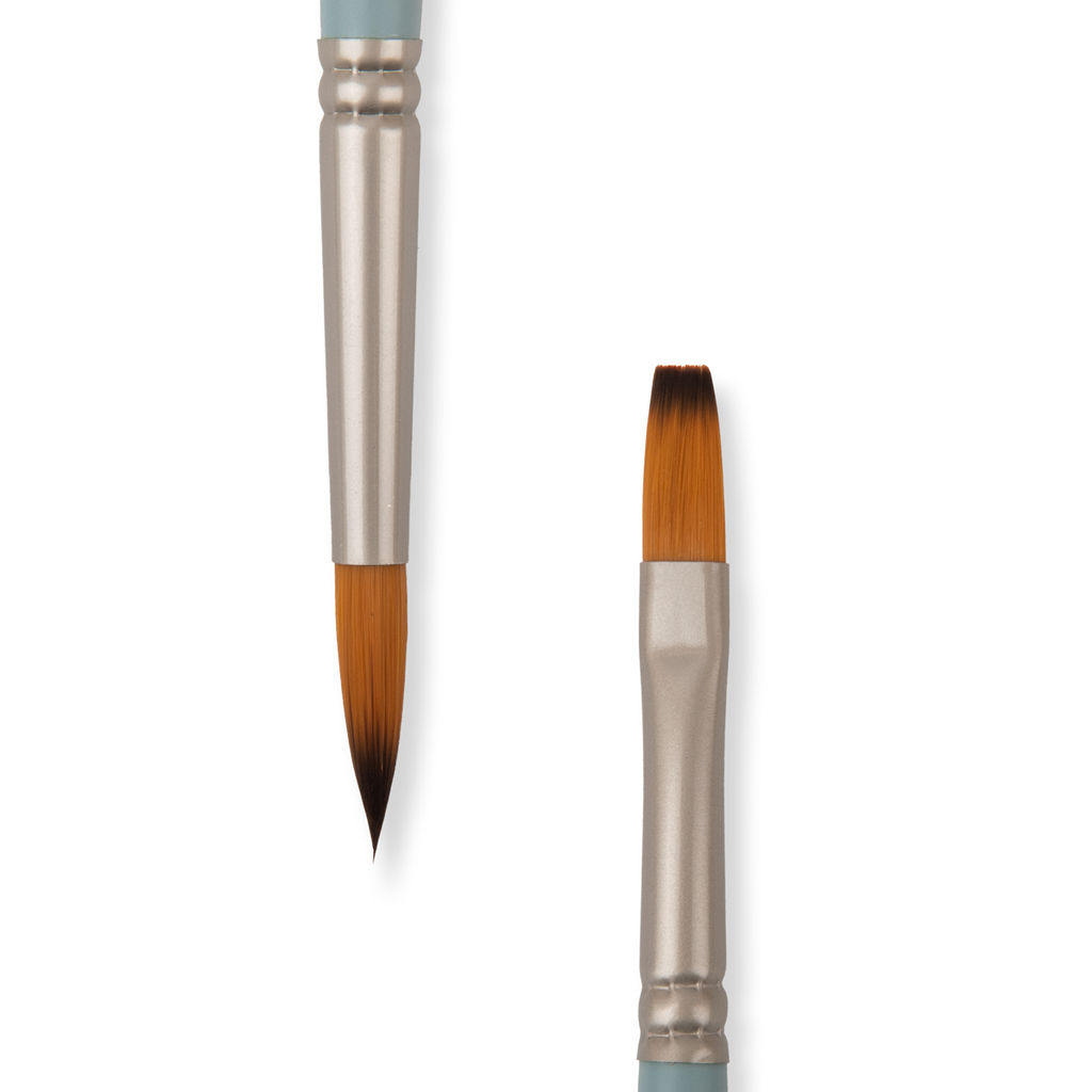 Кисть синтетика VISTA-ARTISTA 50130-6 двусторонняя круглая/плоская 5 шт короткая ручка №06 фото 4