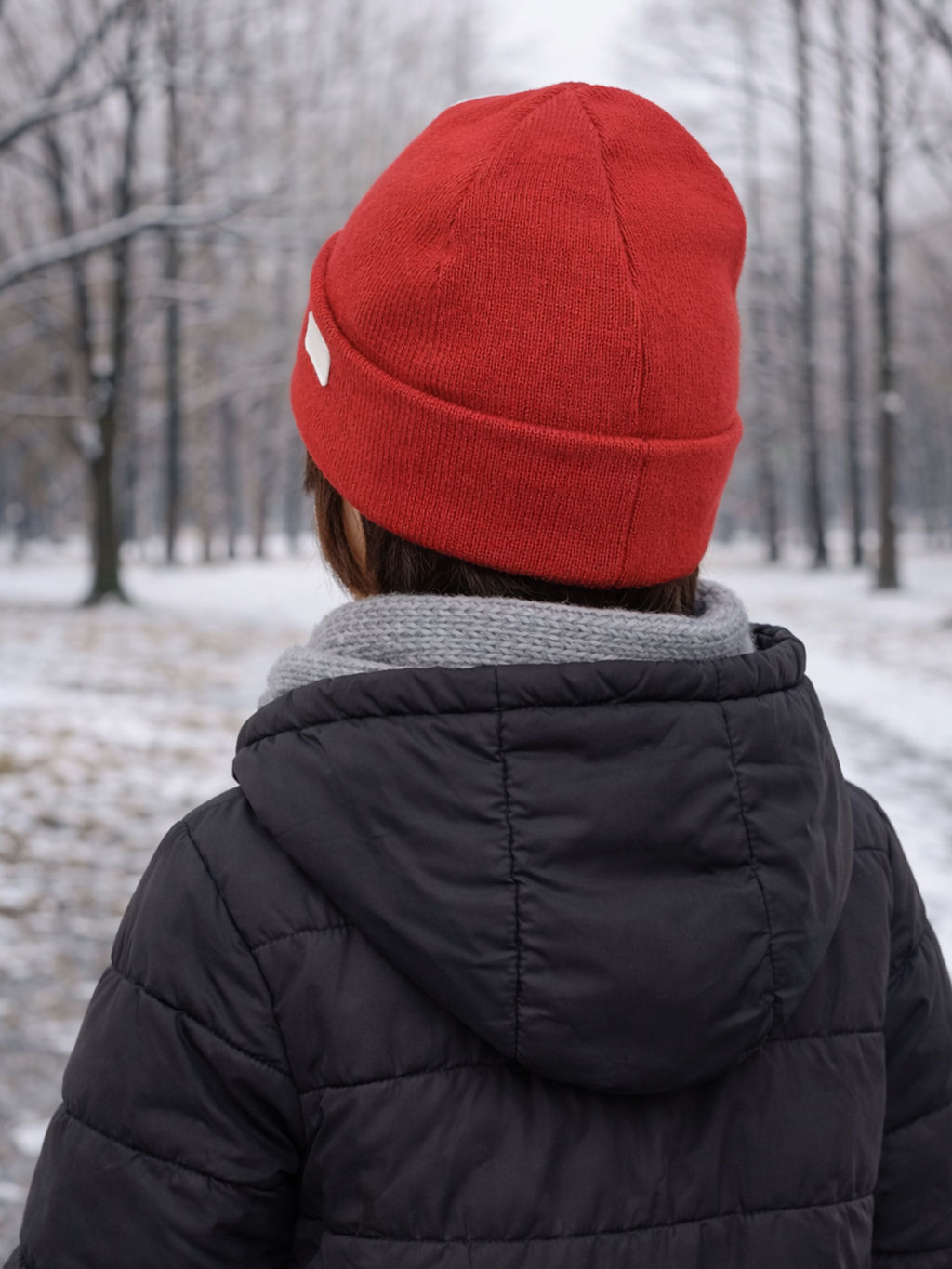 Шапка вязаная красная