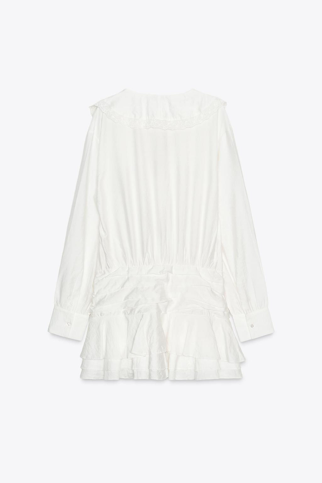 EMBROIDERED RUFFLE SHORT DRESS - Zara фото 8