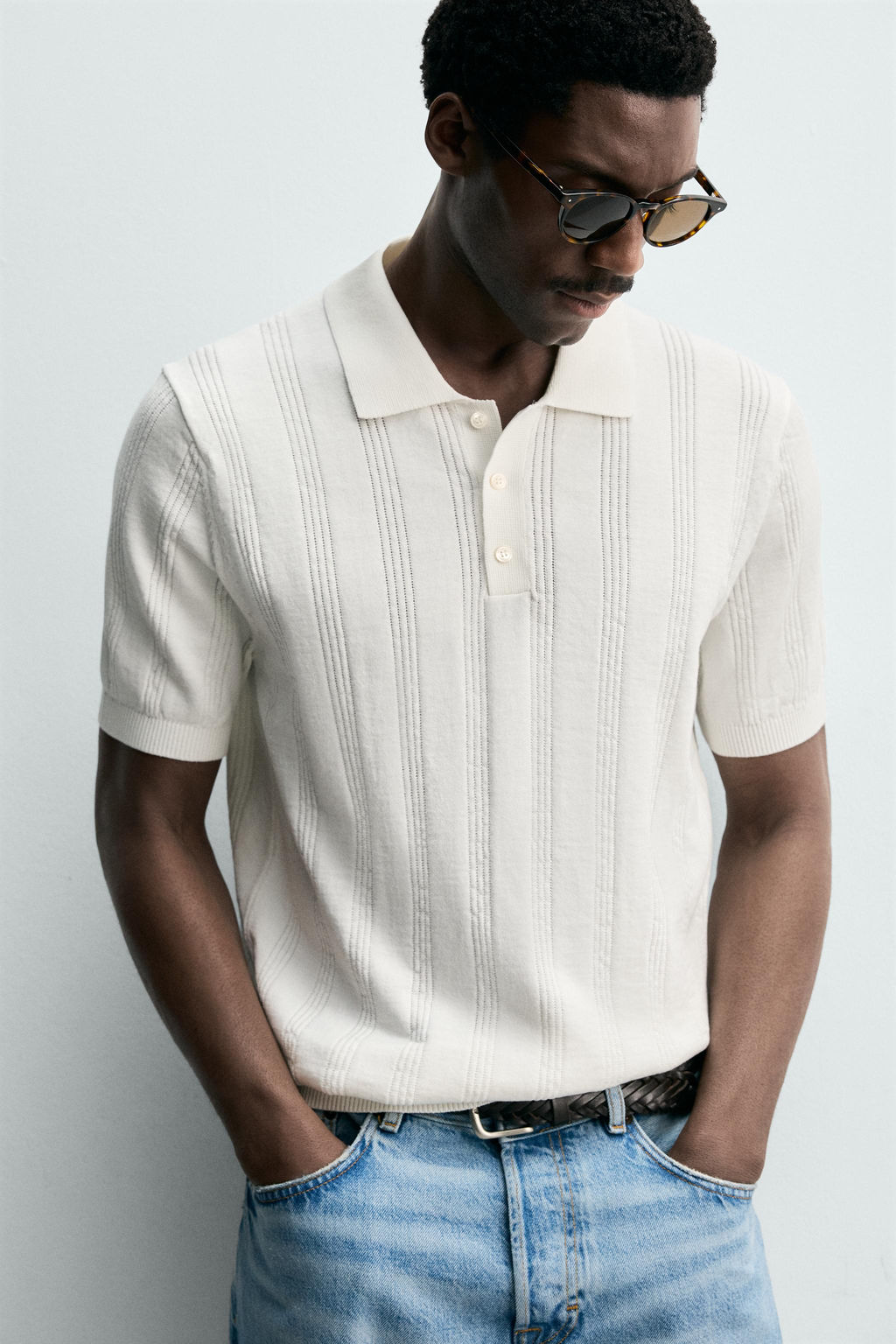POLO PUNTO REGULAR FIT ESTRUCTURA / Blanco roto - Zara фото 6