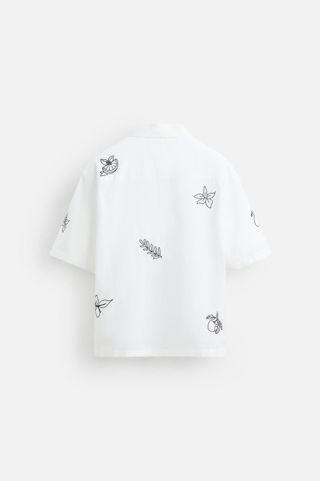 EMBROIDERED COTTON/LINEN SHIRT - Zara фото 7