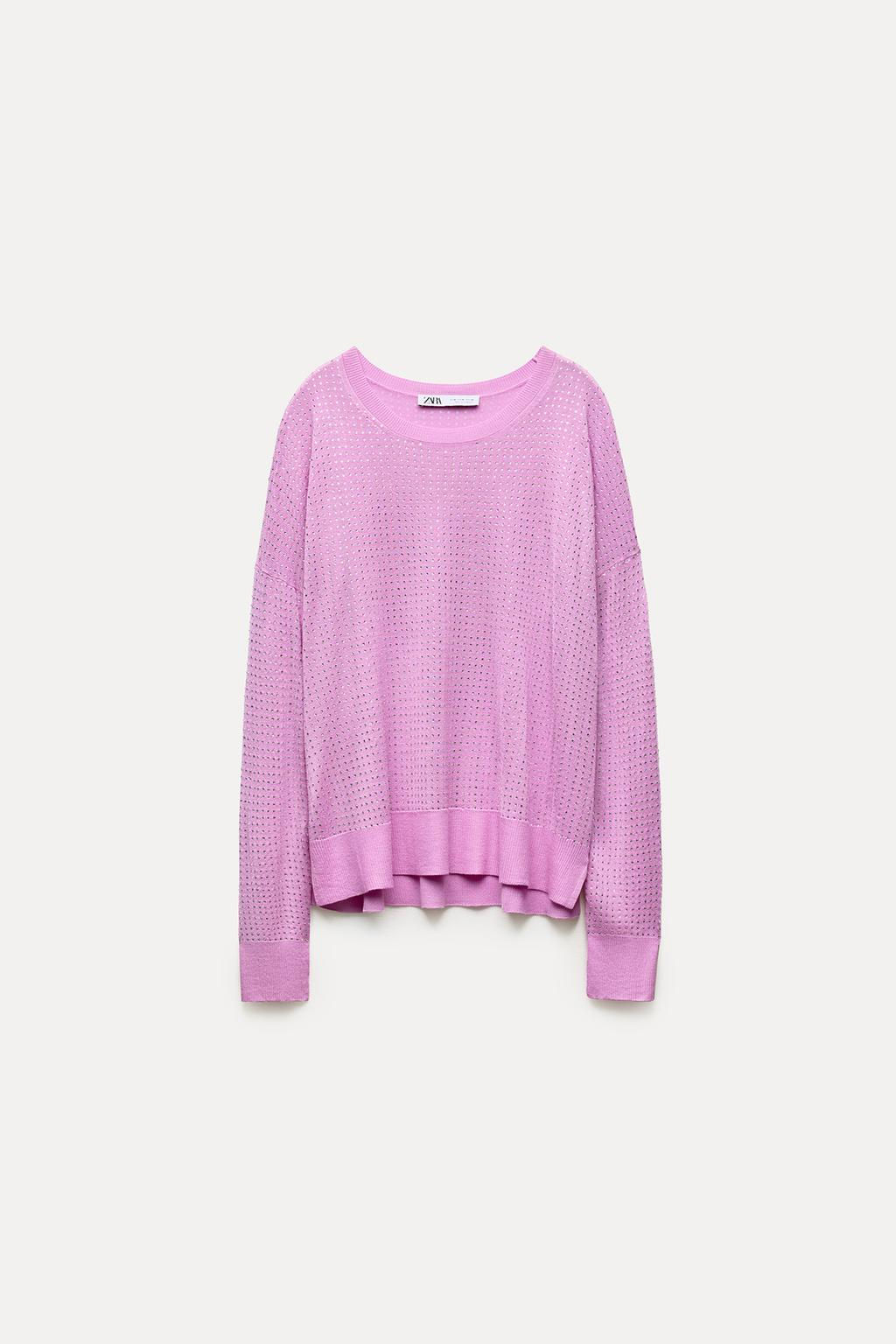 FINE KNIT TOP WITH RHINESTONE DETAIL - Zara фото 20