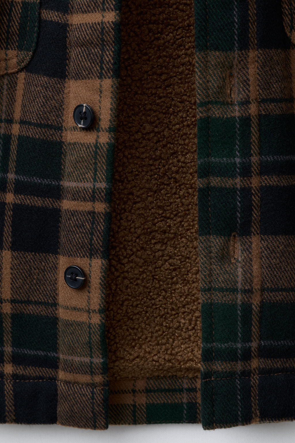 CHECK OVERSHIRT WITH DETACHABLE HOODIE AND FAUX SHEARLING - Zara фото 5