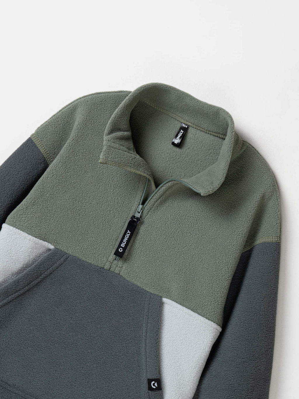 Олимпийка флисовая Колор блок Графит/Олива - Bungly фото 3