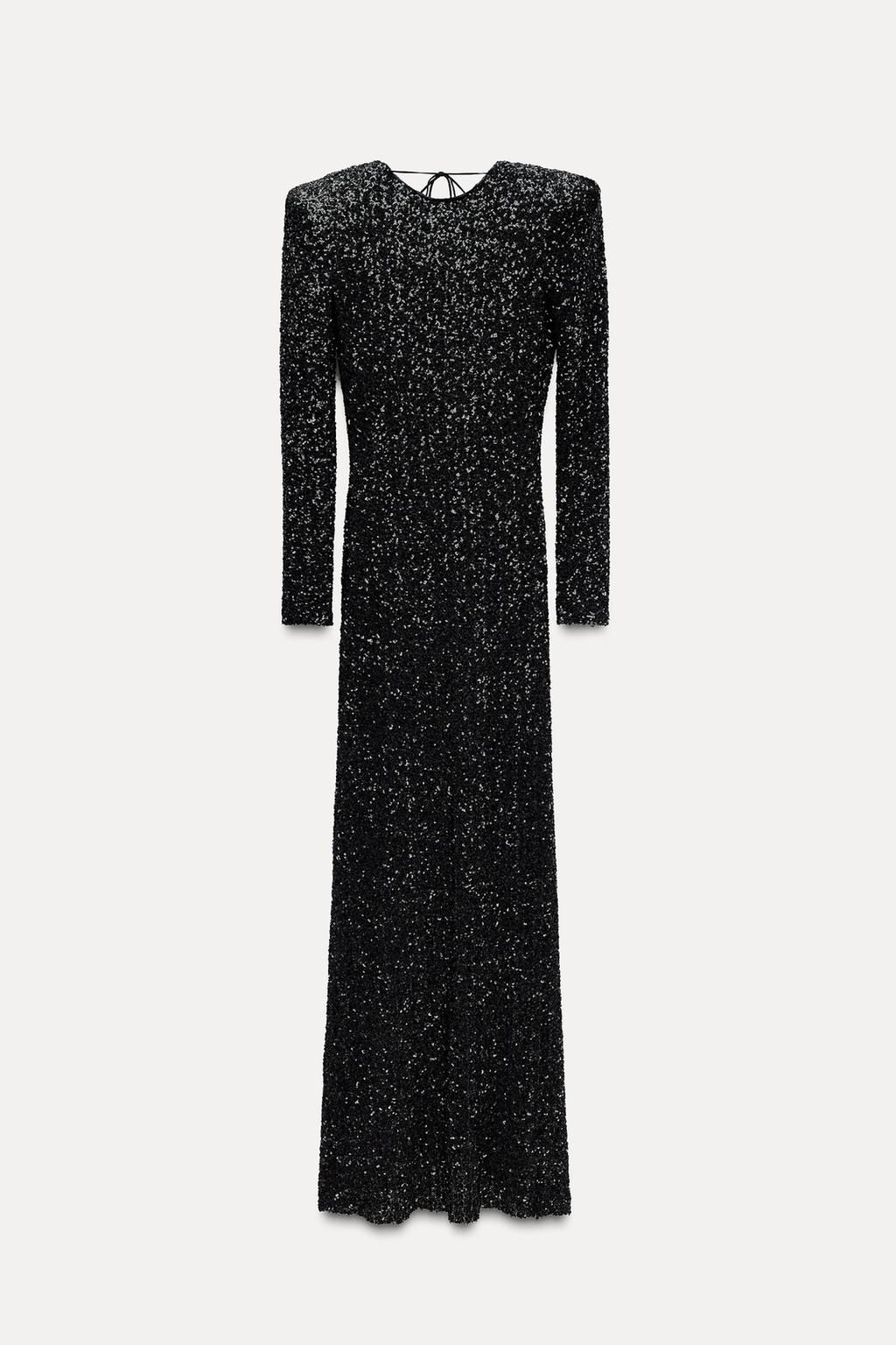 ZW COLLECTION SEQUINNED DRESS WITH SHOULDER PADS - Zara фото 9