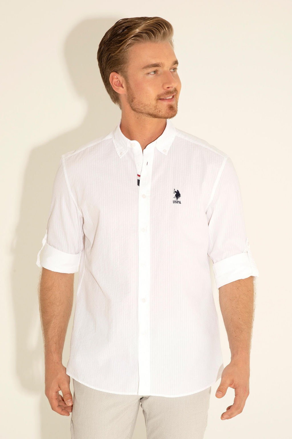 Мужская белая рубашка с длинным рукавом - U.s. polo assn фото 9