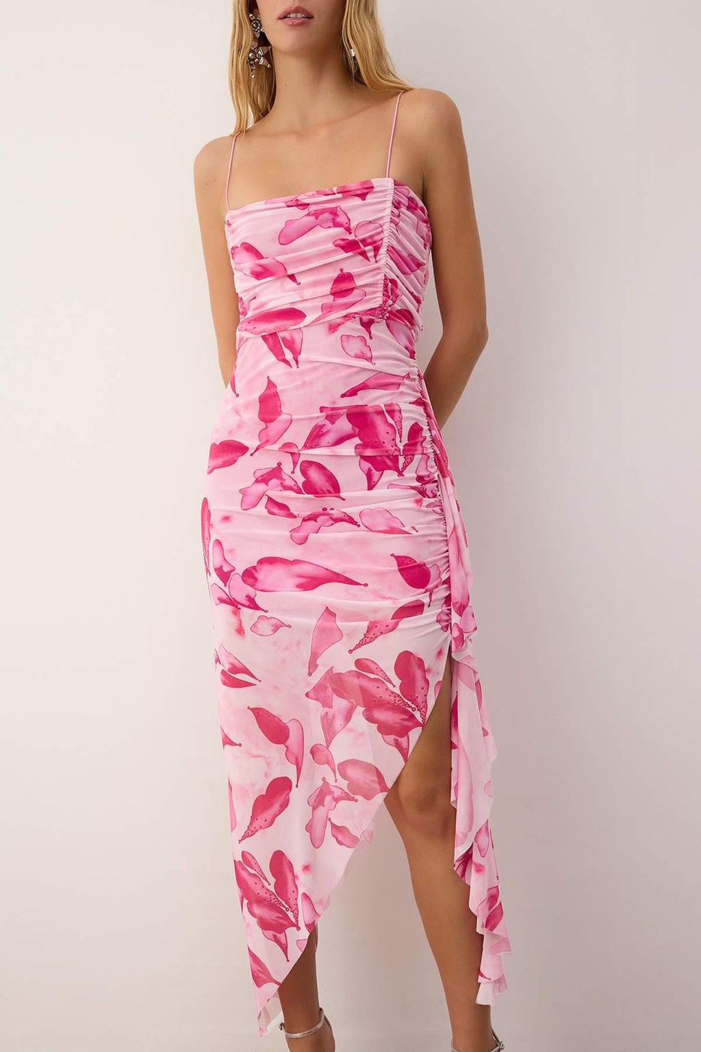 TRENDYOLMILLA Cok Renkli Vucuda Oturan F?rf?r Detayl? Tul Orme S?k Elbise TPRSS25EL00276 фото 7