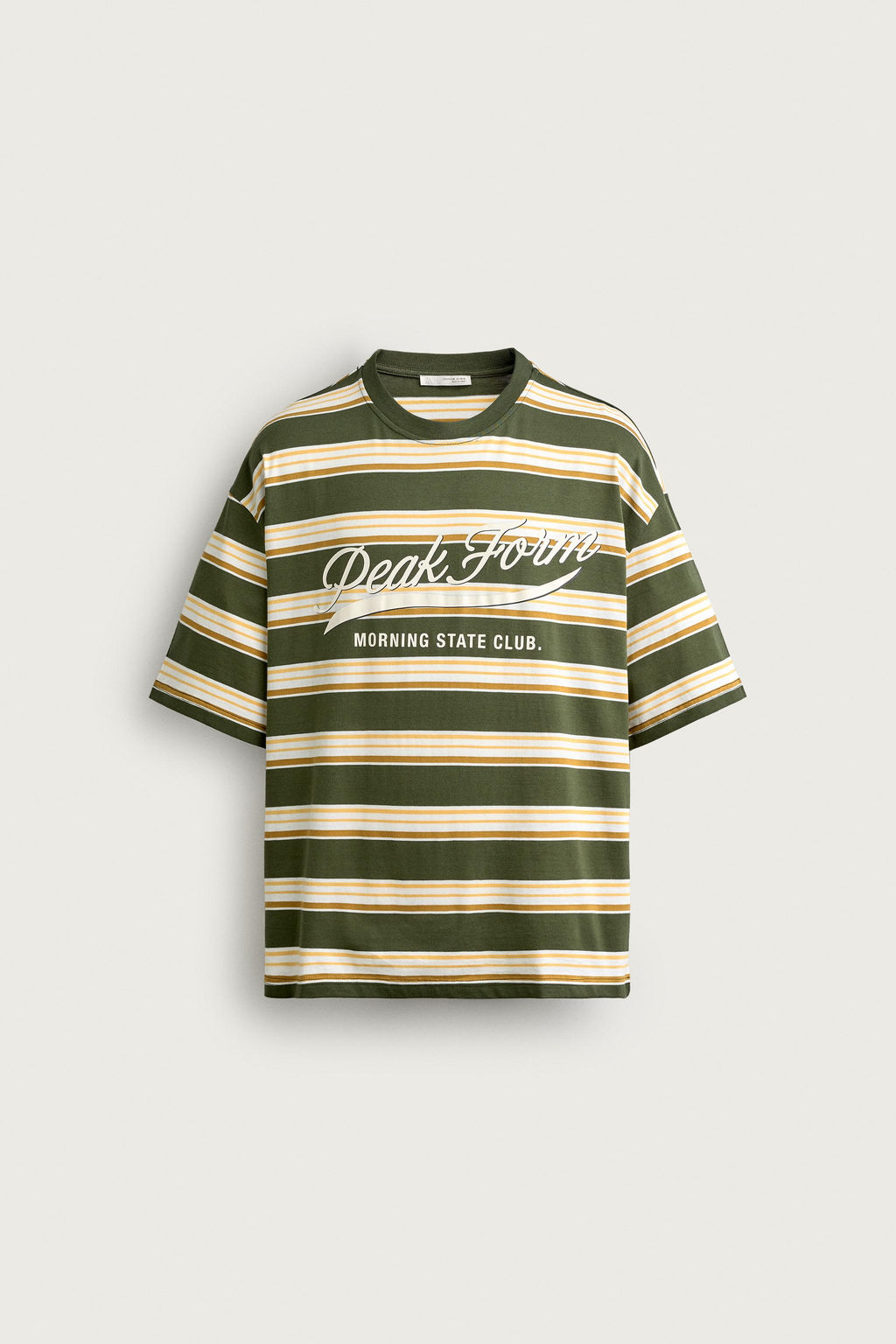 CAMISETA RELAXED FIT RAYAS TEXTO / Raya verde - Zara фото 6