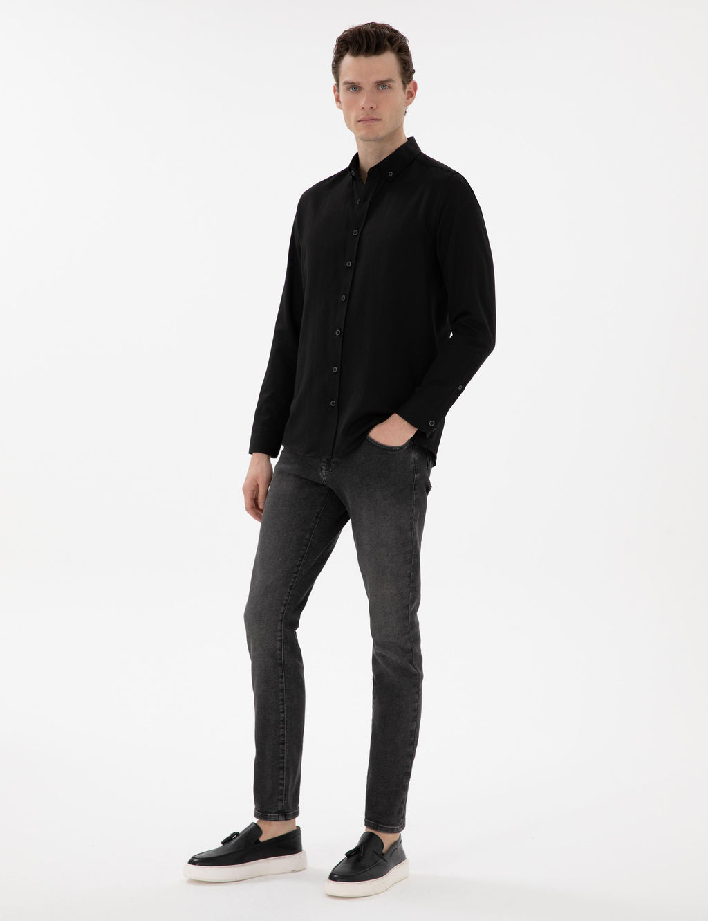 Siyah Regular Fit Uzun Kollu G_mlek - Pierre cardin фото 4