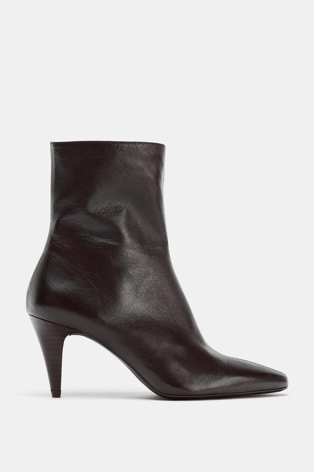 LEATHER HEELED ANKLE BOOTS - Zara фото 4