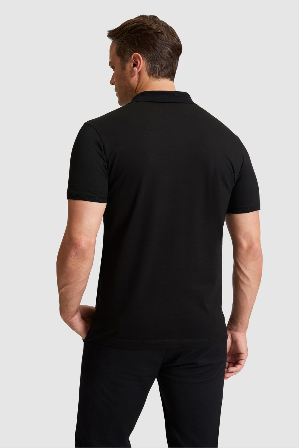 Erkek Siyah Regular Fit Polo Yaka Basic Ti__rt