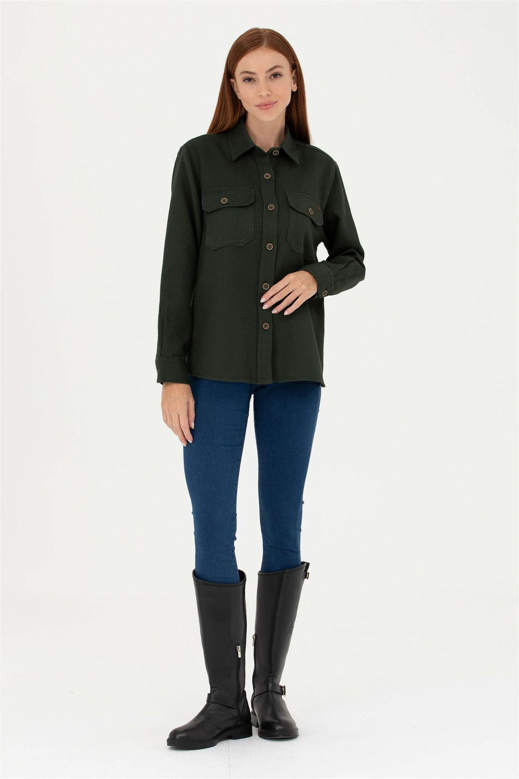 Женская рубашка цвета хаки с длинным рукавом - U.s. polo assn фото 11