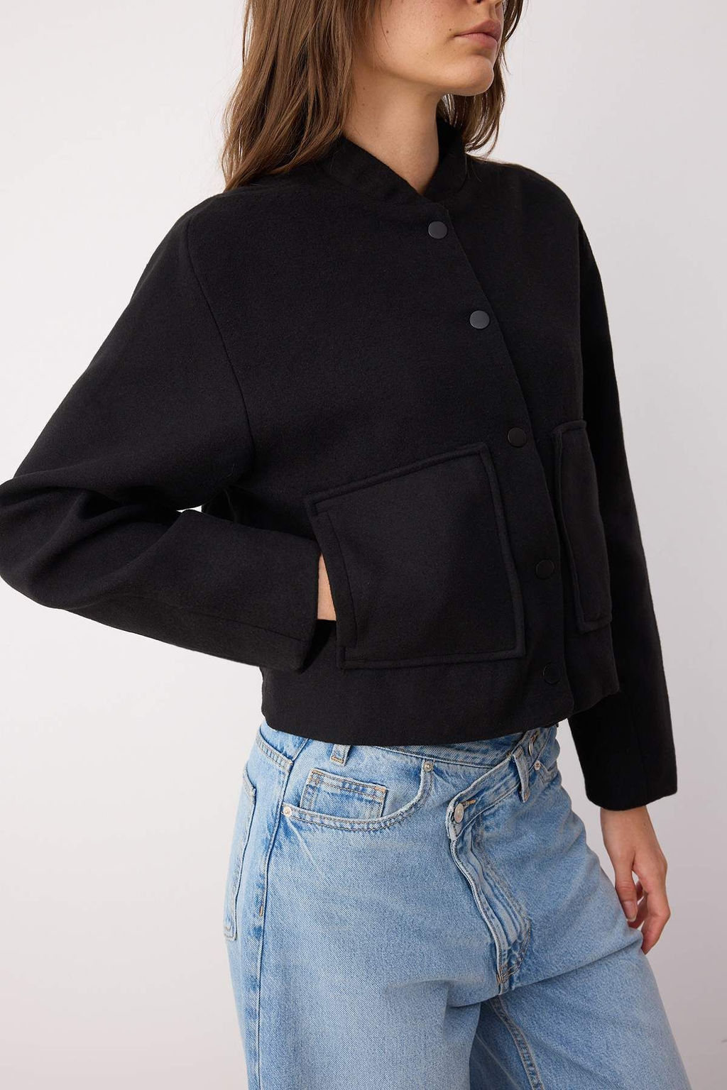 TRENDYOLMILLA Siyah Regular Kal?p Kase Ceket Mont TWOAW25MO00321  фото 3