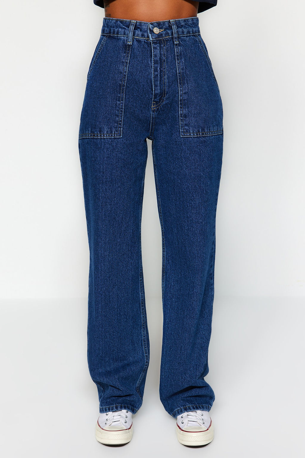 TRENDYOLMILLA Tas Cep Detayl? Yuksek Bel Wide Leg Jeans TWOAW22JE0595  фото 10