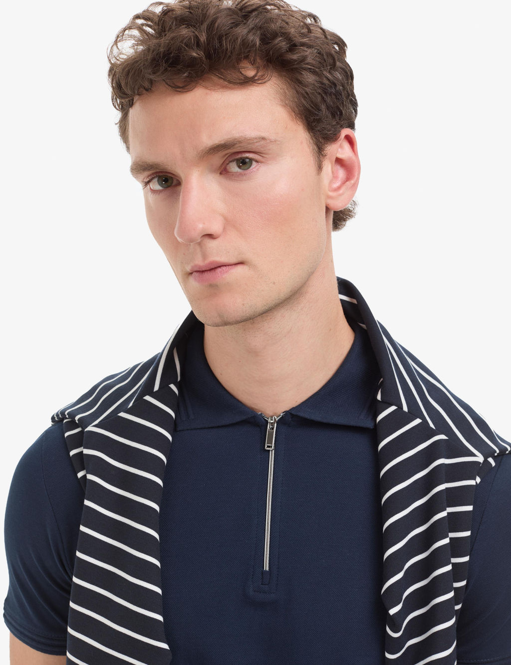 Lacivert Slim Fit %100 Pamuk K_vr_lmaz Polo Yaka Basic Ti__rt