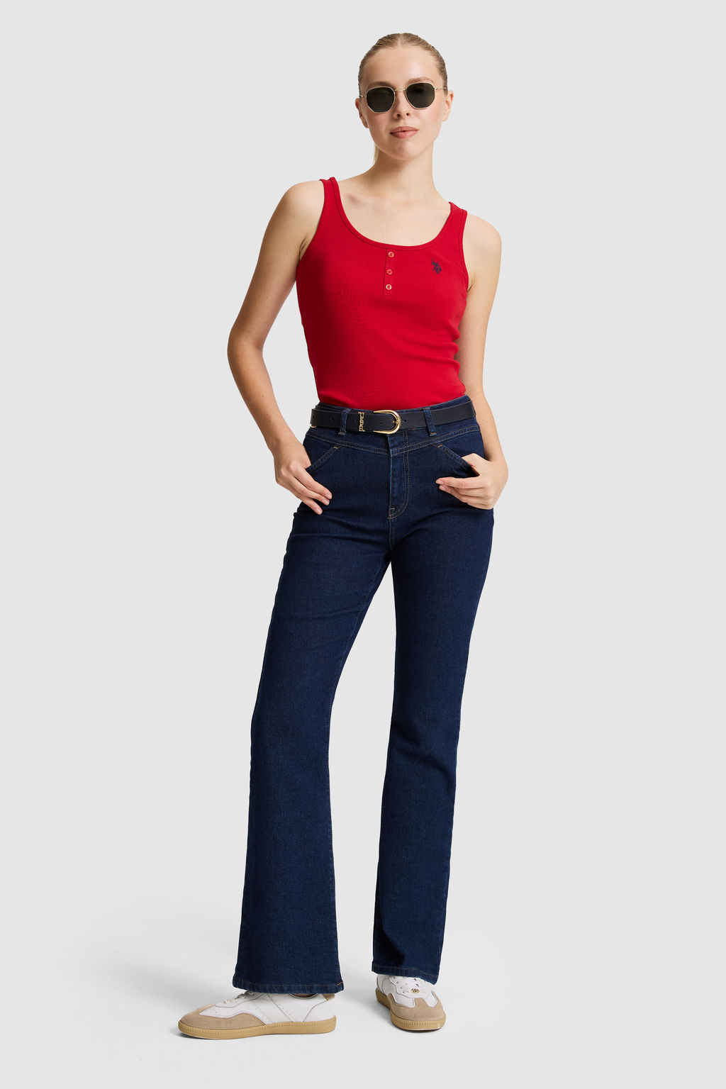 Kad_n K_rm_z_ Kare Yaka Basic Ti__rt - U.s. polo assn фото 4
